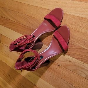 Brand New White House Black Market Cinnamon Red Suede Heels/Sandals